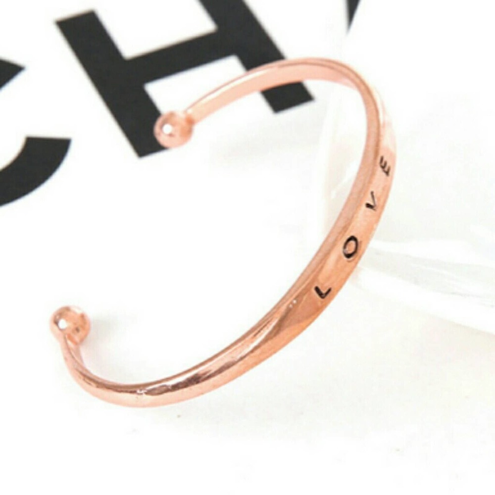 VALENTINES Rose Gold Love Engraved Bracelet